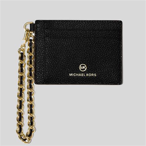 michael michael kors small pebbled leather chain card case|Pebbled Leather Card Case .